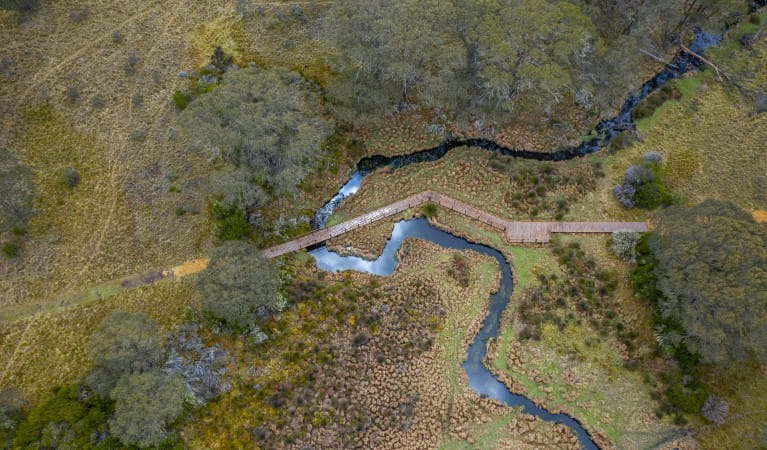 An aerial view of Polblue Swamp track. Photo: John Spencer &copy; OEH