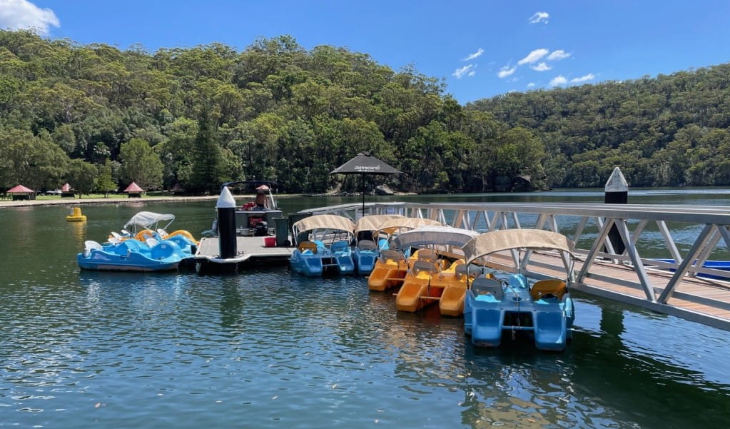 Brightly coloured pedal boats along the wharf at Bobbin Head. Photo &copy; Kimport Australia