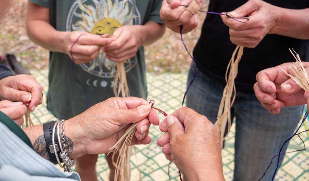 Traditional weaving workshop in Eurobodalla National Park. Photo: Jessica Taunton &copy; DCCEEW