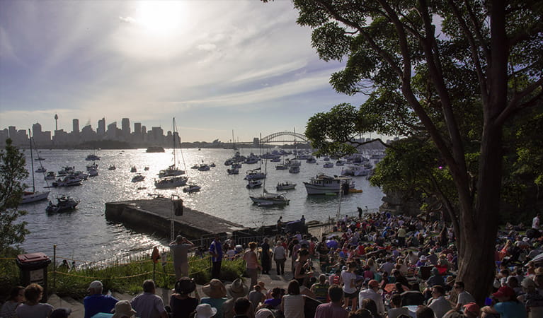 The afternoon of New Year's Eve at Bradleys Head Amphitheatre, Sydney Harbour National Park. Photo: Kelly Hulme/DPIE