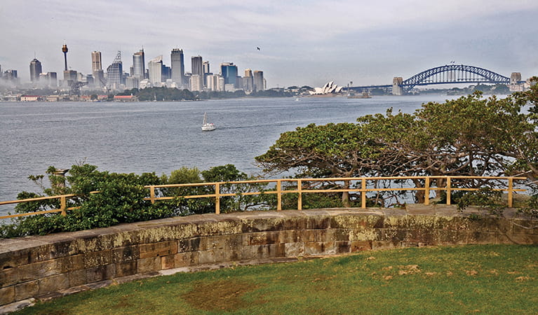 View of Sydney Harbour from the Mast Precinct, looking over to the city and Sydney Harbour Bridge, Sydney Harbour National Park. Photo: K McGrath/DPIE