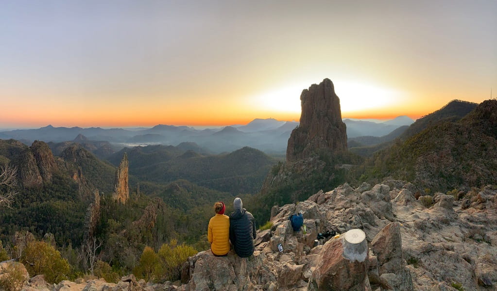 You can enjoy panoramic views of the rugged Warrumbungle National Park landscape along Breadknife and Grand High Tops walk. Photo: Kirsten tasker/DCCEEW &copy; Kirsten tasker