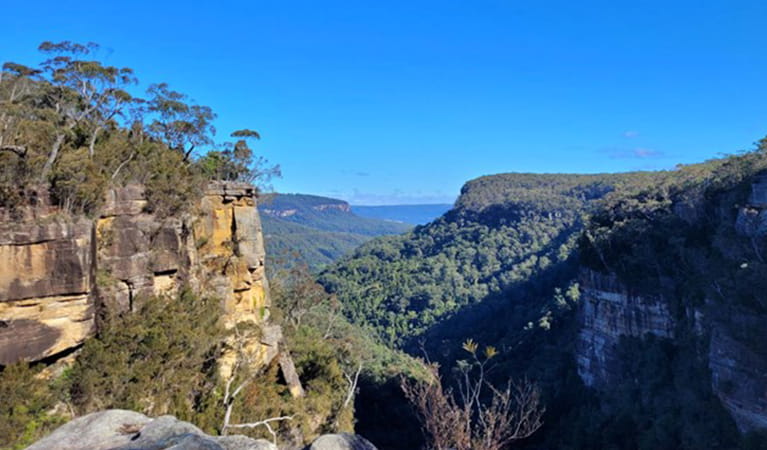 Image showing the sheer cliff drop above the base of Gerringong Falls. Credit and &copy; Jennifer Bean