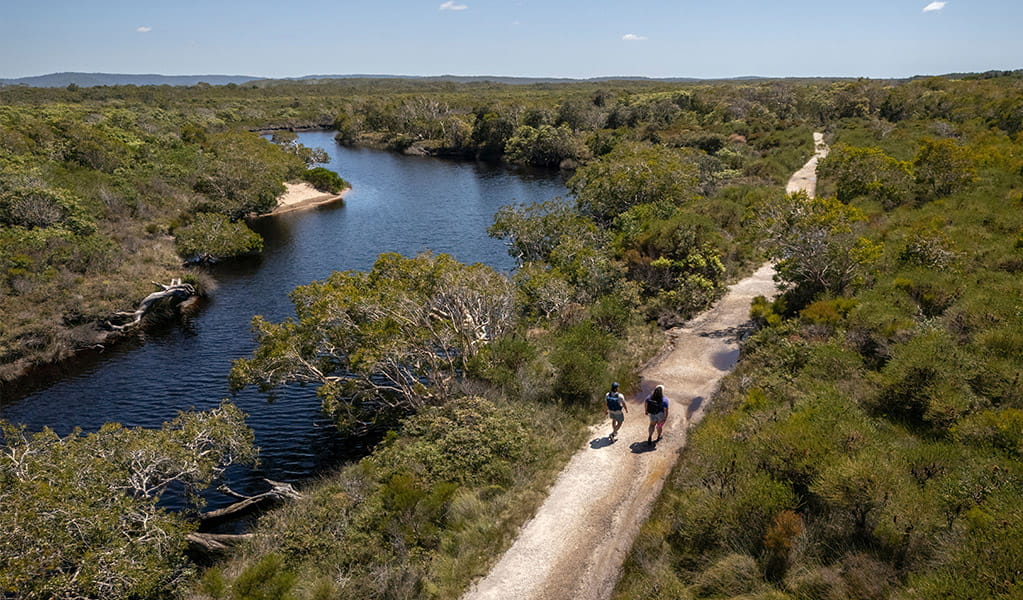 Visitors walking on Jerusalem Creek Walk. Credit: John Spencer &copy; DCCEEW