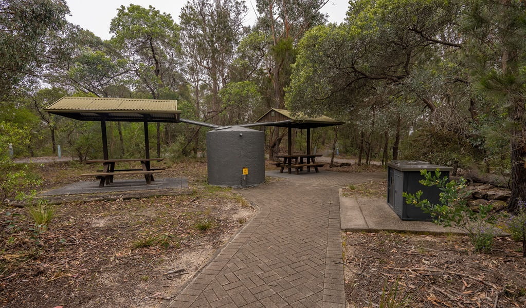 Adams picnic area, with 2 shelters and a barbecue, Bungonia National Park. Photo: John Spencer/DCCEEW