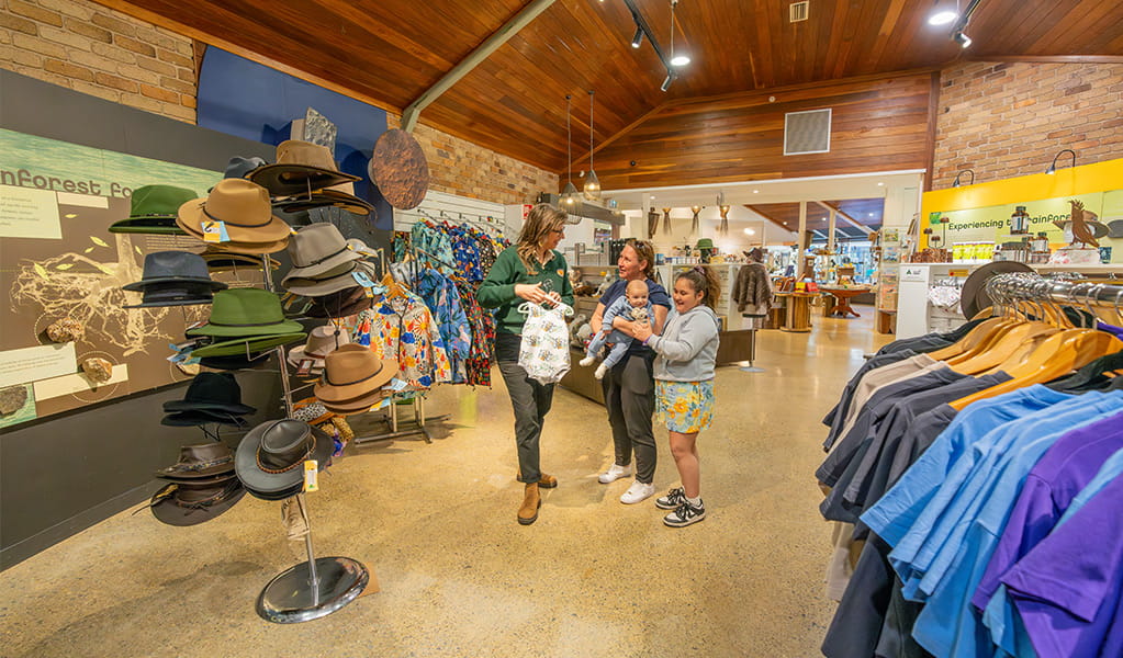 Staff helping visitors at Dorrigo Rainforest Centre. Photo: John Spencer/DCCEEW &copy; DCCEEW