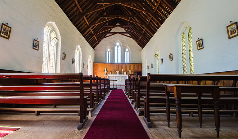 Former St Bernards Church aisle, Hartley Historic Site. Photo: John Spencer