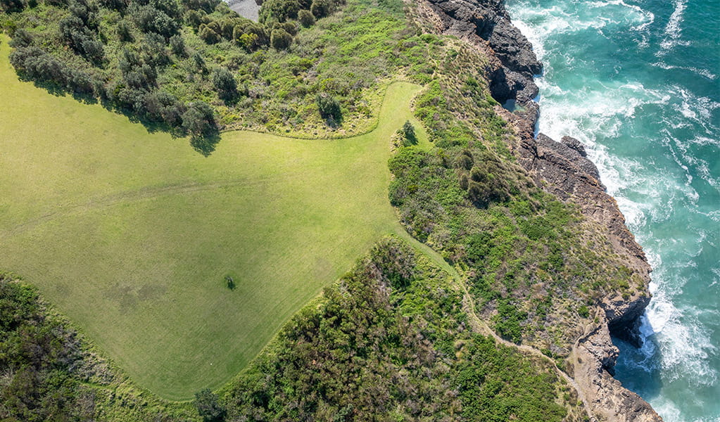 Aerial of Mystics View at Killalea Regional Park. Photo: John Spencer/DCCEEW &copy; DCCEEW