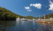 A father and son go fishing next to a marina at Bobbin Head in Ku-ring-gai Chase National Park. Photo: David Finnegan/OEH