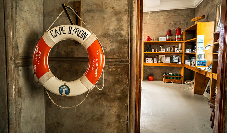 A life saving buoy at Cape Byron Lighthouse Museum, Walgun Cape Byron State Conservation Area. Photo: John Spencer/OEH.