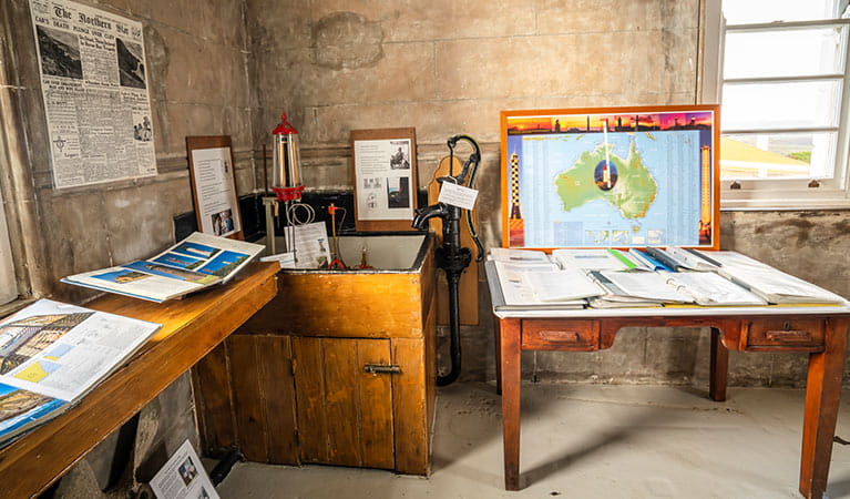 Maps and displays at Cape Byron Lighthouse Museum, Walgun Cape Byron State Conservation Area. Photo: John Spencer/DCCEEW.