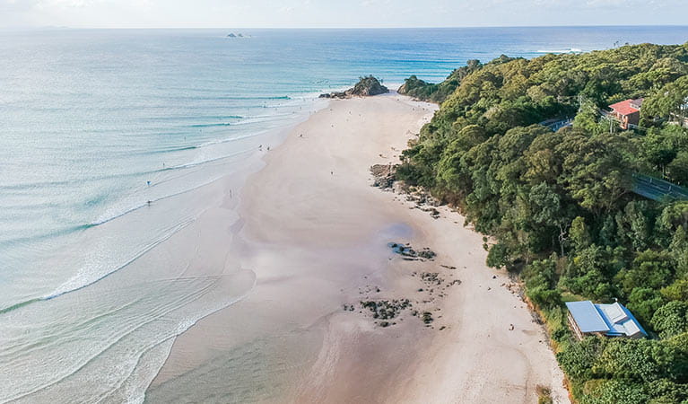 Aerial view of Imeson Cottage positioned right next to the beach. Photo: Sera Wright/DPIE.