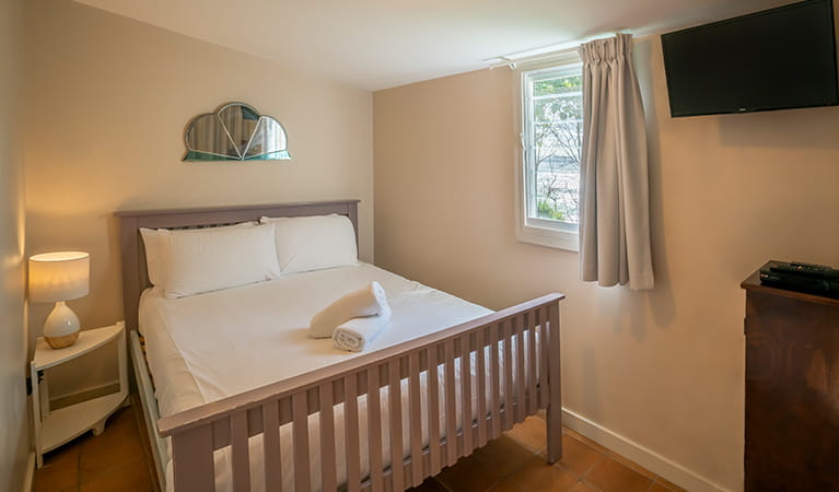 Main bedroom with television in Geoffs shed, Byron Bay. Photo: DPIE/John Spencer