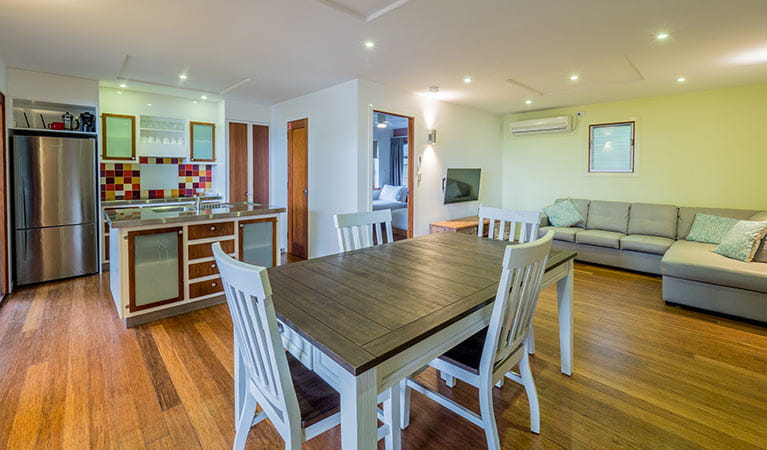 The dining and kitchen area in Thomson Cottage. Photo: Sera Wright/DPIE